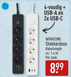  tafelcontactdoos 4 usb 2x workzone stekkerdoos kabellengte ca. stuk 