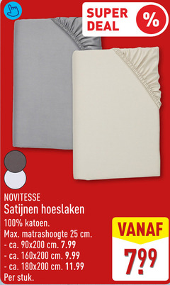  hoeslakens 25 100 super deal novitesse satijnen hoeslaken katoen matrashoogte cm ca. stuk 