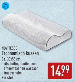 hoofdkussen novitesse ergonomisch kussen ca. cm ritssluiting buitenhoes afneembaar wasbaar traagschuim stuk 