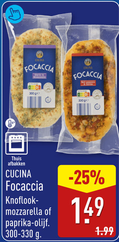  focaccia 300 330 cucina garlic mozzarella bell peppers olives ge thuis afbakken knoflook paprika olijf 