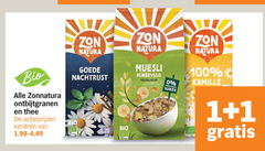  zonnatura thee muesli 1 20 100 bio ontbijtgranen varieeren zon natura nachtrust rijkgevuld vezelrijk suiker toegevoegde kamille 