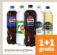  royal club 7-up pepsi cola frisdrank 1 taste refreshing lemon lime up zero sugar suiker tonic classic original ginger literflessen varieeren 
