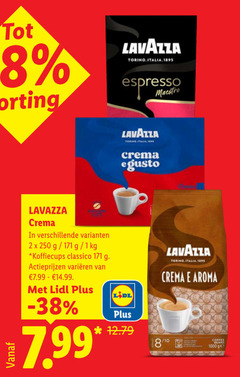  lavazza koffie koffiecups 2 10 250 1000 crema 1kg classico varieeren torino italia espresso gusto maestro aroma coffee ge 