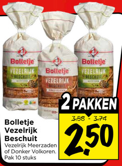  bolletje beschuit 2 10 250 vezelrijk jo meerzaden donker volkoren pak stuks pakken 