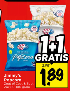  jimmys popcorn jimmy 1.1 salted zout zoet zak 
