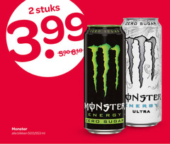  monster energiedrank 2 stuks 3.99 zero sugar blikken 500 ml energy ultra 