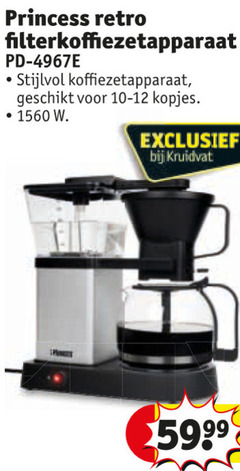 koffiezetapparaat 1560 princess retro filterkoffiezetapparaat kopjes kruidvat 