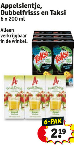  appelsientje taksi dubbelfrisss fruitdrank 6 200 219 ml fruit drink appel pak 