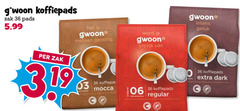  gwoon koffiepads 36 zak pads 5.99 meteen koffiepad mocca word vrolijk regular dark 