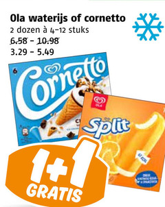  ola waterijs ijscornets 1 2 cornetto dozen stuks split 