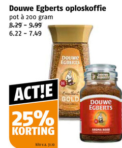  douwe egberts oploskoffie 25 200 pot kilo v.a. excellent gold douw aroma rood 