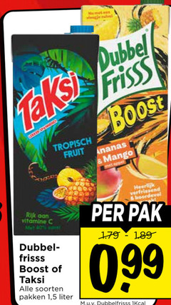  vleugje spanning tropisch fruit dubbel frisss boost ananas mango appel rijk vitamine taksi soorten pakken 1 5 liter verfrissend boordevol pak dubbelfrisss 