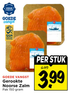  150 visboer vangst gerookte noorse zalm pak stuk 3.99 