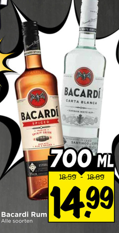  700 spiced spirit urine spices bacardi rum soorten carta blanca santiago city ml 