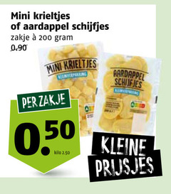  200 mini krieltjes aardappel schijfjes zakje kleine kilo prijsjes 
