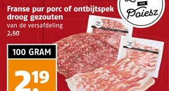  100 219 franse pur porc ontbijtspek droog gezouten versafdeling 