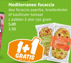  1 2 mediterraneo focaccia duo paprika kruidenboter basilicum tomaat pakken kilo v.a. 