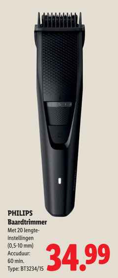  15 20 60 philips baardtrimmer instellingen mm accuduur min 