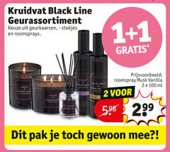  1 2 100 kruidvat black line geurassortiment geurkaarsen stokjes roomsprays violet white muse roomspray musk vanilla ml pak 