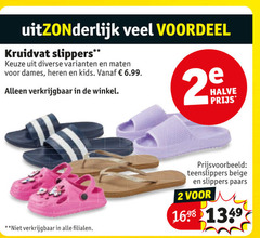 2 voordeel kruidvat slippers maten dames heren kids 2e halve teenslippers beige paars 