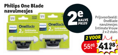  2 philips one blade navulmesjes oneblade intimate halve vrouw stuks 