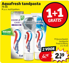  1 2 aquafresh tandpasta ml multipakken kruidvat care tandsteen controle minty 75ml fresh 