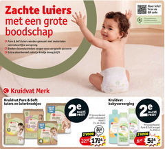  2 3 4 5 44 200 zachte luiers boodschap soft gemaakt materialen natuurlijke oorsprong bredere pasvorm absorberend kindje droog info scan code certified kruidvat merk luierbroekjes pack halve valuepack maat stuks luier babyverzorging shampoo wasgel ml 