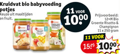  kruidvat huismerk babyvoeding 6 11 12 250 1000 bio potjes maaltijden fruit groente risotto champignon 