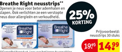  25 30 breathe right neusstrips neus beter ademhalen slapen verlichten verstopte allergieeen verkoudheid stuks 