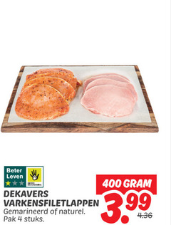  4 400 beter leven dekavers varkensfiletlappen gemarineerd naturel pak stuks 3.99 