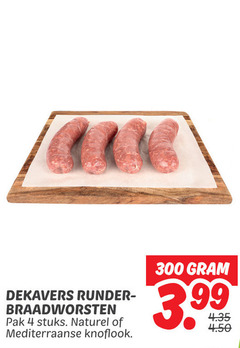  4 300 dekavers runder braadworsten pak stuks naturel mediterraanse knoflook 3.99 