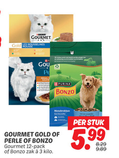  gourmet bonzo kattenvoer hondenvoer 3 12 purina les gold mousse regal sauce boeren dragen menubrokken kleurstoffen pack zak kilo mix rund stuk 5.99 