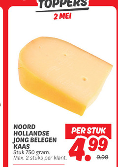  kaas 2 750 toppers hollandse jong belegen stuk stuks 