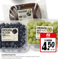  blauwe bessen druiven avocado 2 7 23 500 blauw jumbo gekoeld klasse oorsprong verpakt supermarkten b.v. antwoordnummer zacht romig salade smoothie guacamole brood voorgerecht wit pitloos 4 50 combikorting fruit pitloze witte bak schaal stuks 