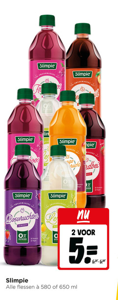  slimpie limonadesiroop 2 5 650 smaakmakers suiker hoos calorien siroop glutenvrij aardbei flessen ml 