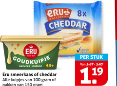  100 150 slices eru 8x holland cheddar goudkuipje naturel nature 48 smeerkaas kuipjes pakken calcium stuk 