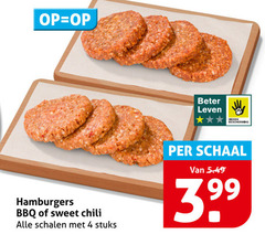  hamburgers 4 beter leven dieren bescherming bbq sweet chili schalen stuks schaal 