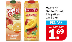  dubbeldrank maaza fruitdrank 1 69 rijk vitamine dubbel drank mango sinaasappel perzik appel juice drink pakken liter pak 16 