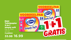  edet toiletpapier 1 2 3 24 simply soft pak rollen pakken absorberend 