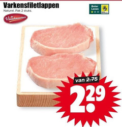  2 varkensfiletlappen naturel pak stuks vleeschmeesters beter leven 