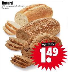  brood batard wit pompadour volkoren stuk 