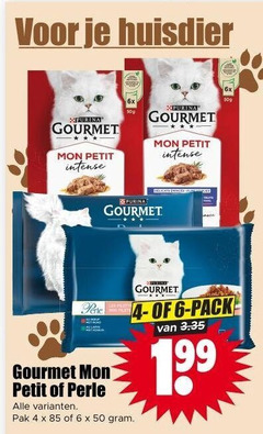  gourmet kattenvoer 4 6 50 huisdier xpurina petit intense purina pak pack 