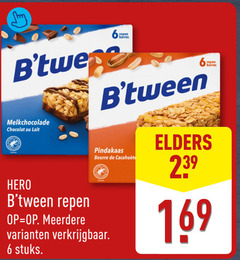  hero mueslirepen 6 repen melkchocolade chocolat lait pindakaas beurre meerdere stuks elders barres 