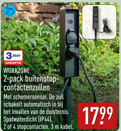  2 3 4 3jaar workzone pack buitenstop schemersensor zuil schakelt automatisch invallen duisternis spatwaterdicht stopcontacten kabel 