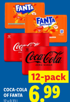  fanta coca-cola cola frisdrank 12 orange zero sugar coca 33 l pack 