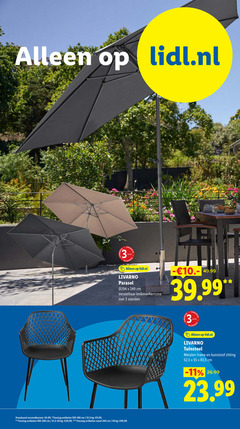  3 50 55 240 lidl.nl jaar livarno parasol cm verstelbaar knikmechanisme standen verzendkosten 4 99 toeslag artikelen 31 5 9 tuinstoel metalen frame kunststof zitting 
