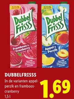  dubbelfrisss fruitdrank dubbel frisss framboos cranberry appel perzik 1 5 