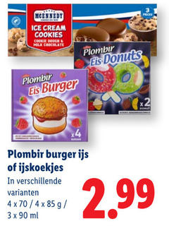 3 4 90 mcennedy ice cream cookie dough milk chocolate burger donuts ijs ml 