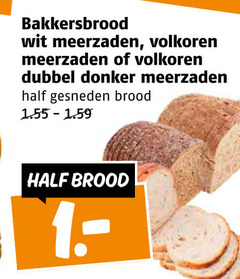  brood bakkersbrood wit meerzaden volkoren dubbel donker gesneden 
