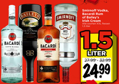  baileys original irish cream carta blanca b spiced establecido santiago smirnoff vodka bacardi rum soorten xxl flessen 1 5 liter 